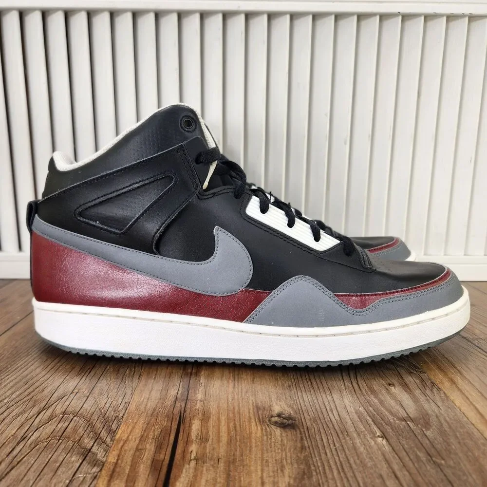 Nike Court Force Mid Mens Sz 12 Black Red Grey Retro Sneakers Shoes 487858-061